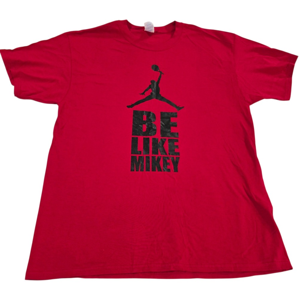 Port & Company T-Shirt Mens Red‎ L Jordan "Be Like Mikey" Crew Neck Basketball